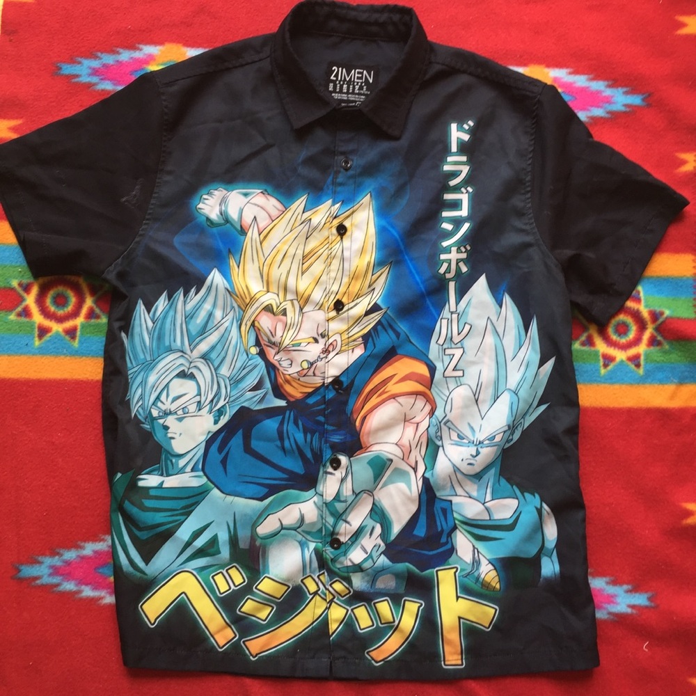 DRAGON BALL Z Forever 21 Anime Front Button Shirt Sz M   RARE COLLECTIBLE